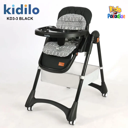 Kidilo KD3-3 Adjustable 3-in-1 Baby Feeding Chair with Recline & Wheels