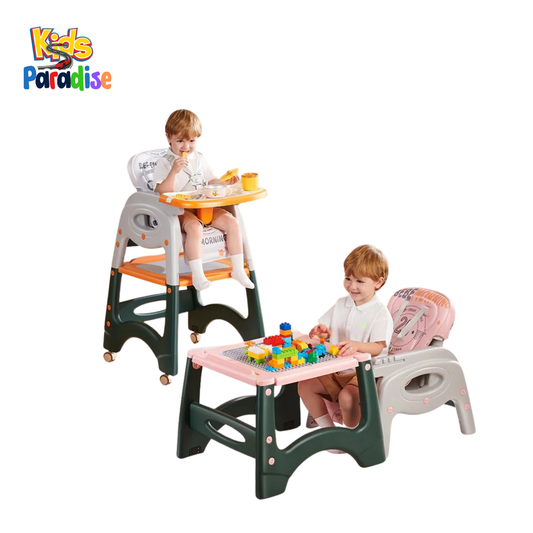 2-in-1 Convertible Baby High Chair & Building Block Study Table Set (Model: YY7-1)
