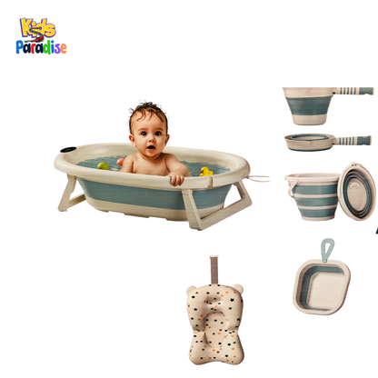 5-in-1 Foldable Baby Bathtub Set – Portable, Ergonomic & High-Quality Bath Set for Newborns and Infants