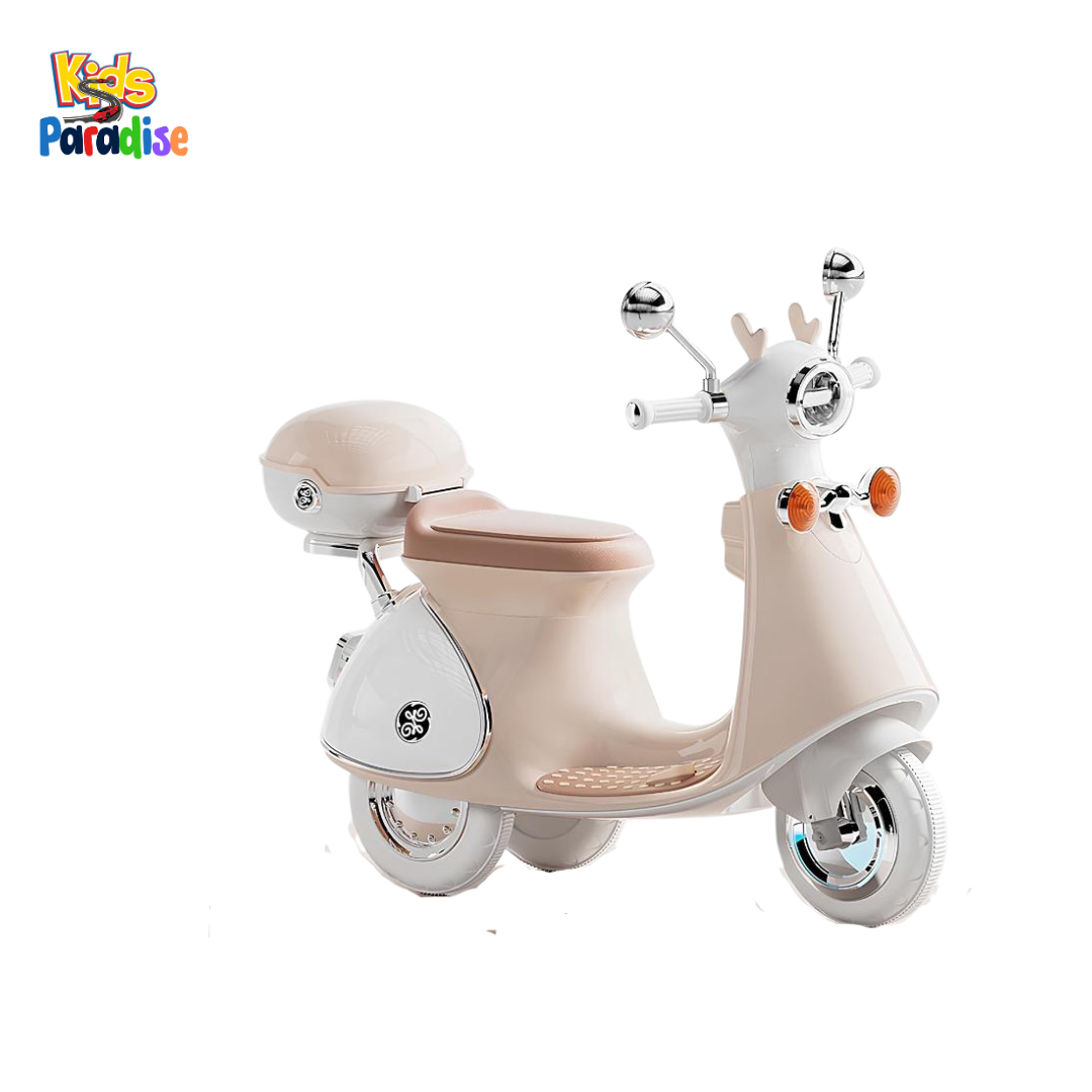 Vespa-Style Kids Scooter – Retro Ride-On with Back Storage