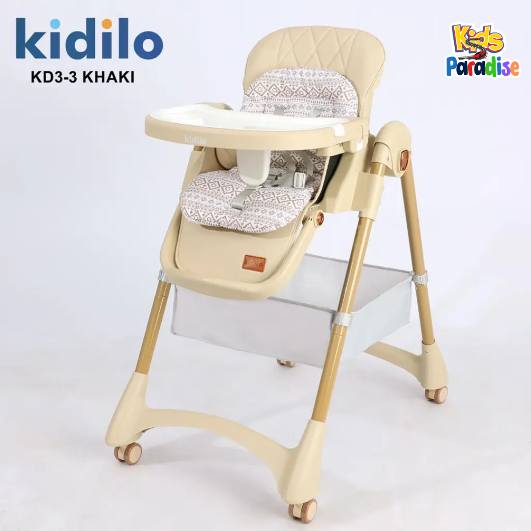 Kidilo KD3-3 Adjustable 3-in-1 Baby Feeding Chair with Recline & Wheels