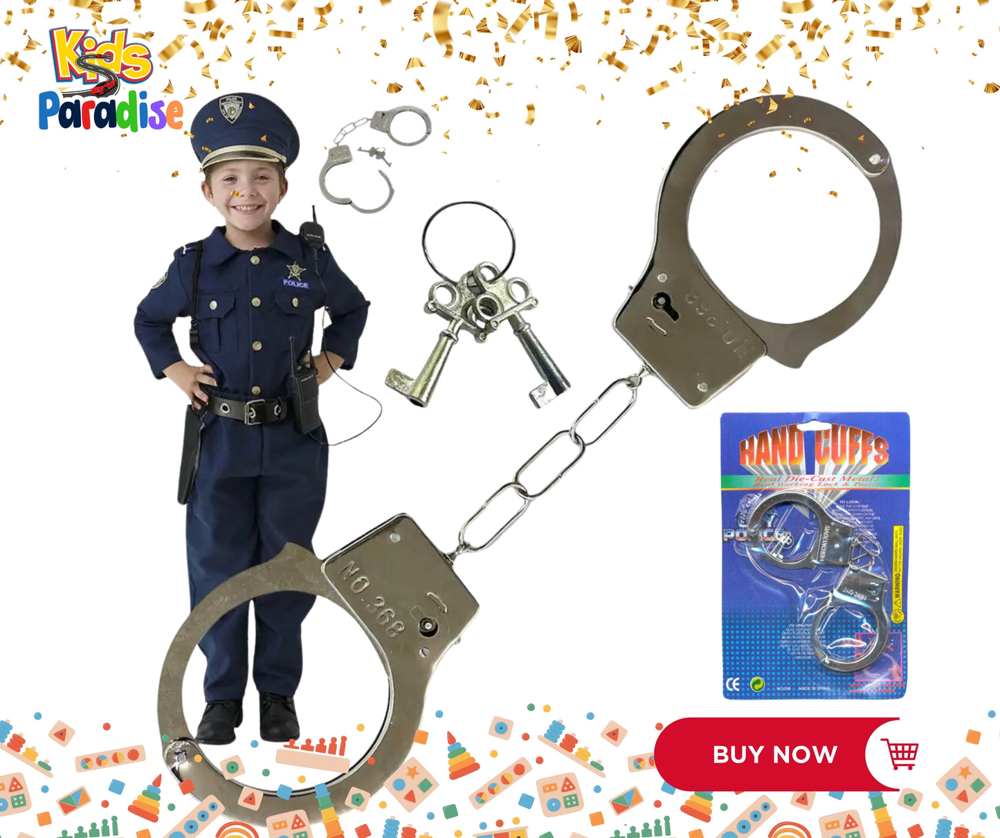 Metal Handcuffs with Keys Kid-Sized