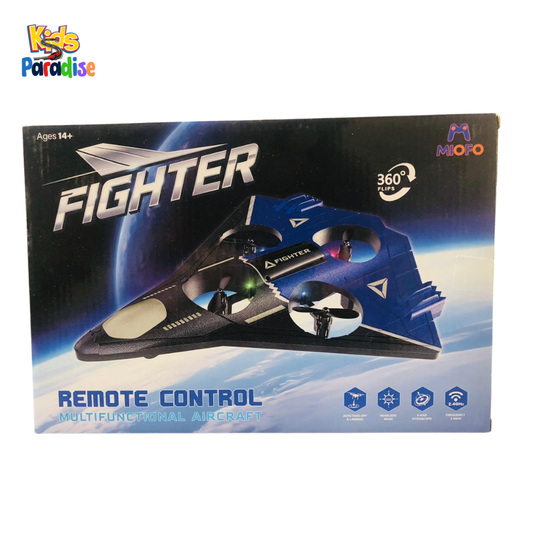 RC Fighter Jet Black – Remote Control Airplane for Kids | Lightweight Glider Jet Toy