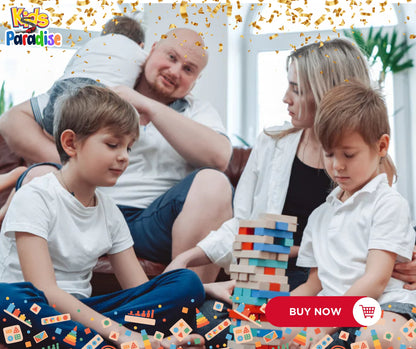 Jenga Wooden Stacking 52 Pieces with 2 Dice.