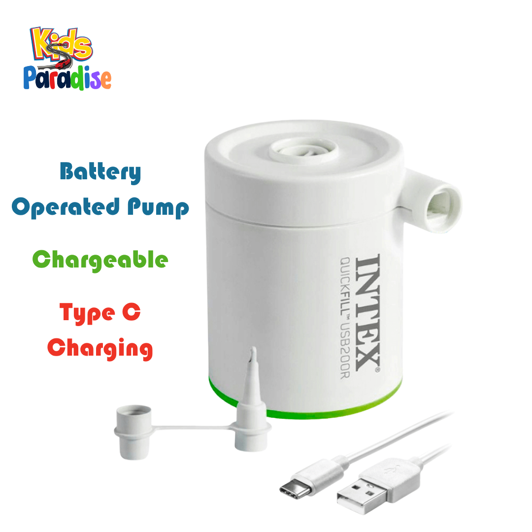 Intex QuickFill USB200R Rechargeable Battery Operated Electric Air Pump White and Green