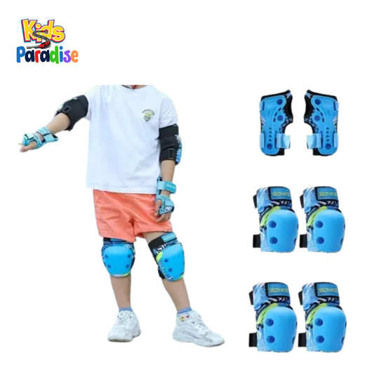 SKT-0079 High Quality 6-Piece Kids Safety Knee & Protective Gear Set (Multi-Color Sky Blue)